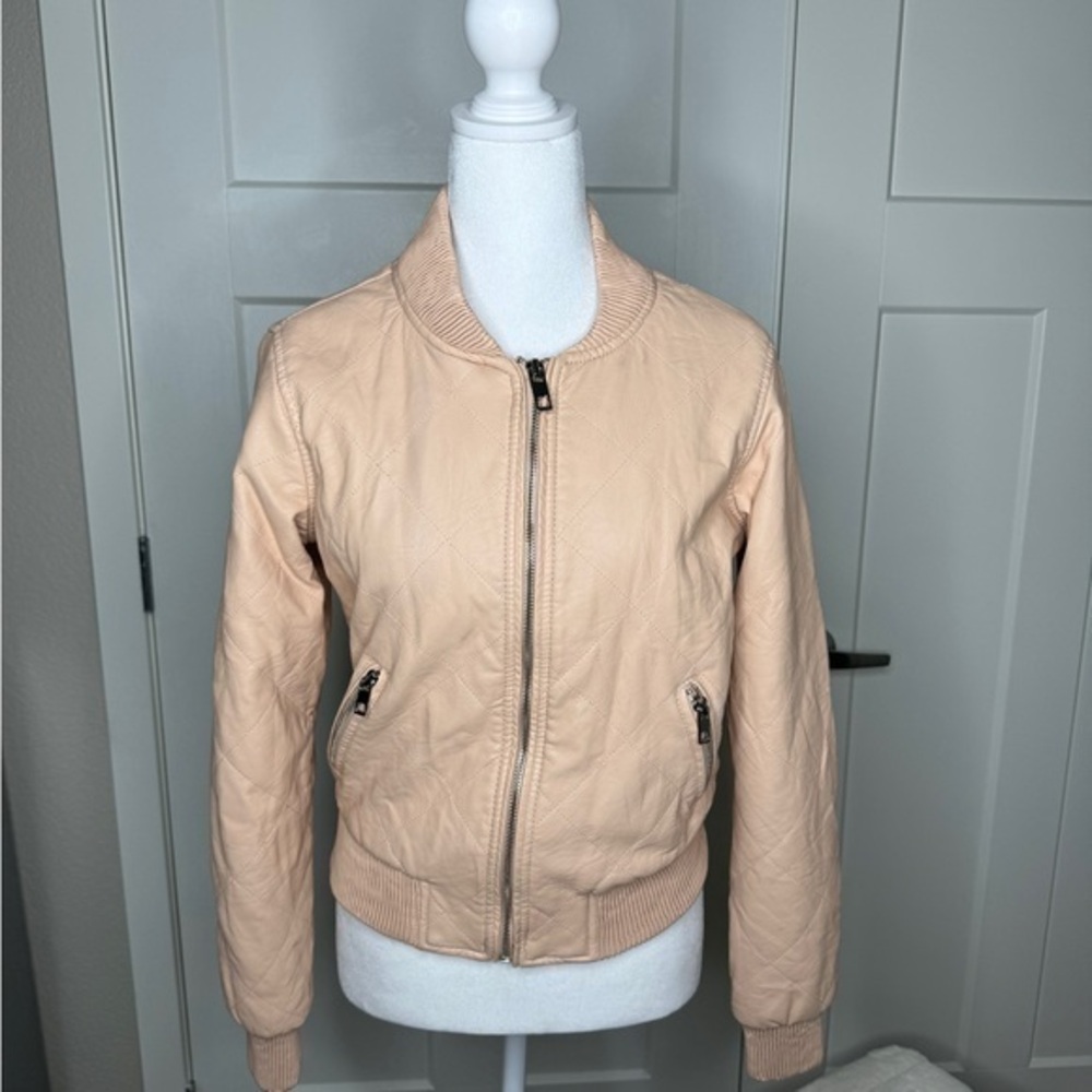 Pink Faux leather Moto Jacket Ci Sono by Cavalani jacket